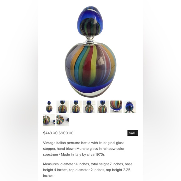 Vintage Italian perfume bottle with its original glass stopper, Murano glass - Picture 3 of 9